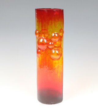 An orange Studio glass vase with dimpled decoration 40cm 