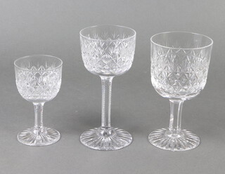 A set of Thomas Webb Wellington glassware comprising 6 large wine glasses, 10 small wines, 8 sherry