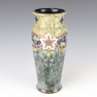 A Royal Doulton oviform vase decorated with stylised flowerheads 35cm 