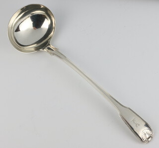 A George III fiddle and shell pattern ladle London 1814, 256 grams 