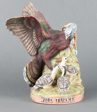 Austin.Nichols and Sons Company Wild Turkey 101 proof bourbon, a limited edition porcelain decanter of Wild Turkey and Poults no.6 1984 (some possible leakage)  