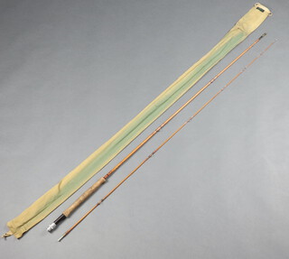 A 1940's Hardy Perfection 9'2", 2 piece split cane fly fishing rod in original cloth bag 