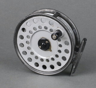 A Hardy Bros Viscount trout fishing reel with leather pouch 