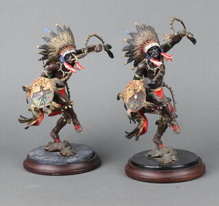 After R J Murphy, a pair of bronze cold painted figures - Spirit of Thunderbird, by Franklin Mint, 26cm h x 14cm 