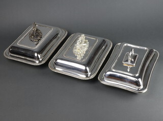 Three silver plated entrees 