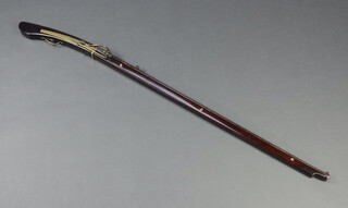 A Japanese matchlock musket with 98cm octagonal barrel, cherry stock (missing ramrod) 