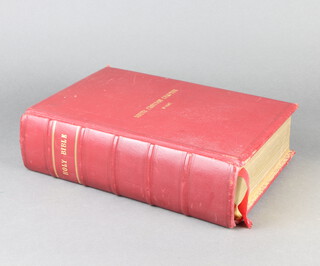 The Holy Bible according to the authorized version with the Marginal Readings, published by William Collins and Sons of London 1863, bound in red leather, the cover marked South Croydon Chapter no.4567 