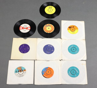 A collection of 1960's 7" 45rpm vinyl records, various record labels  including Giant, Junior Smith - Cool Down Your Temper GN1A; Island Records, The Charms - Carry, Go, Bring, Come W1-154; Rio Direct Records Release, Tommy McCook and the Supersonics - Riverton City R104; ditto Primo & Hopeton - Your Safe Keep R139; Clandisc, Clancy Eccles - The World Needs Loving CLA-201; ditto J Higgs Mademoiselle CLA-208; Big Shot, Candy - Ace of Hearts B1-559; Amalgamated Records, The Pioneers - Give Me Little Loving AMG811; Camel, The Maytones - Sentimental Reason CA27 and Ska Beat, Dandy - Rudy A Message To You JB273; 