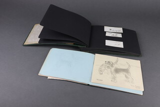 An autograph album including Janet Frank Sedgman, a sketch of a Terrier signed  Segal with newspaper following the death of H Hyman Segal, John Marks Olympic flame bearer 1948 - London Olympics), picture of a foxhound by Barbara Andrews April 1948 and other signatures, together with a green album containing various Georgian letterheads and later signatures  