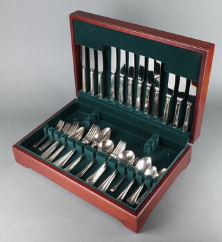 A set of Arthur Price silver plated cutlery for 6 contained in a mahogany finished canteen (50)