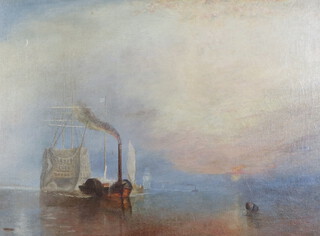 After J M W Turner, unsigned, oil on canvas "The Fighting Temeraire" 50cm x 67cm 