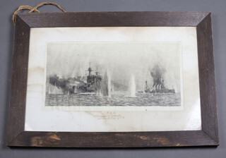 William Lionel Wylie (1851-1931) etching signed in pencil, study of the Battle of Jutland 22.5cm x 42.5cm 