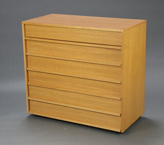 A light oak finished dressing chest, the upper section with hinged lid above 4 drawers 92cm h x 100cm w x 50cm d 
