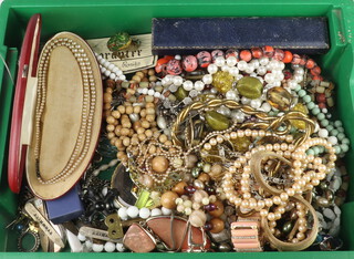 A quantity of costume jewellery, beads etc 