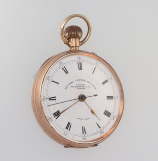A 9ct yellow gold mechanical pocket watch, the dial inscribed, decimal centre seconds, Lever Greaves and Co. London, contained in a 9ct case 48mm, gross weight including movement and glass 80 grams  