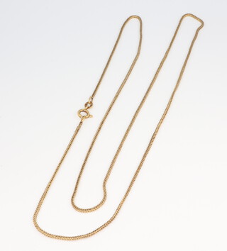 A yellow metal stamped 750 narrow link necklace, 6 grams 