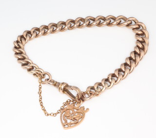 A 9ct yellow gold bracelet with clasp and heart terminals 13.5 grams