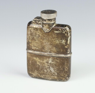 A silver hip flask with silver cup base, Birmingham 1928, 120 grams, 9cm 