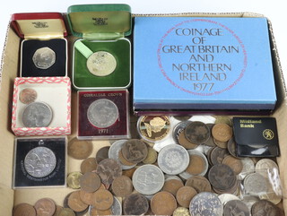 Four GB and Ireland coin sets 1970, 1971, 1972 and 1977, together with a quantity of minor coinage 