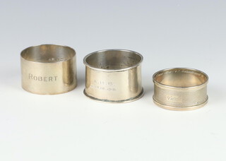A silver napkin ring Birmingham 1943, 2 others, 60 grams 