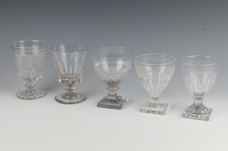 Five various 19th Century glass rummers 