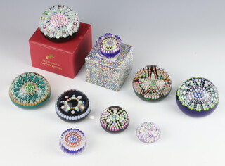 Nine Perthshire paperweights of assorted sizes, 3boxed including PP163