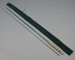 A Bob Church Hexweave Pitsford Mark 2, 9' two piece fly fishing rod, in green cloth bag 