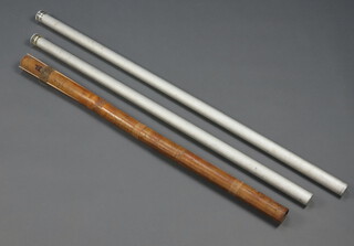 A Hardy bamboo fishing rod case together with 2 aluminum ditto 