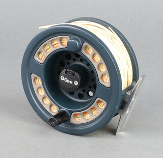 An Orvis large arbor 7/8 fishing reel with pouch 