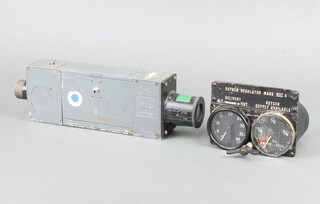 A Spitfire/hurricane camera Type C45 24 1390 3158 together with a Spitfire/hurricane oxygen regulator Mark VIII A, (bezel to 1 side missing)