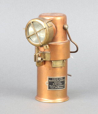 A Ceag Type BE3 miners safety lamp complete with key 