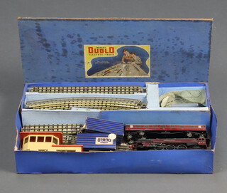 A Hornby Dublo locomotive - Duchess of Atholl and tender, a metal signal box, various track etc, boxed  