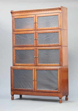 A mahogany Globe Wernicke style 4 tier bookcase enclosed by glazed panelled doors 144cm h x 89cm w x 28cm d 