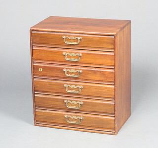 An Edwardian walnut table top chest of 6 drawers with brass swan neck drop handles 45cm h x 39cm w x 25cm d (light contact marks) 
