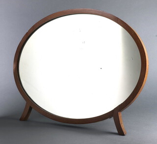 An Art Deco oval bevelled plate dressing table mirror contained in a walnut frame 44cm x 57cm x 20cm 