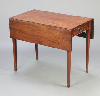 A 19th Century mahogany Pembroke table fitted a drawer, raised on square tapered supports 72cm h x 87cm w x 48cm d 