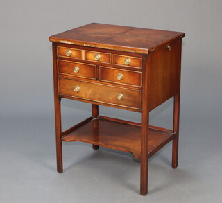 A mahogany canteen in the form of a Georgian chest fitted 2 long and 2 short drawers with undertier raised on square tapered supports 83cm h x 61cm w x 45cm 