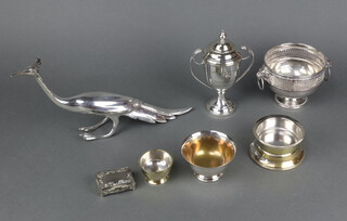 A silver plated pedestal bowl and minor plated wares 