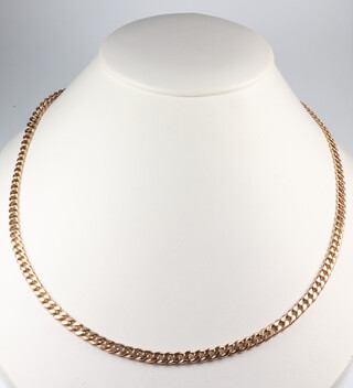 A yellow metal 9K flat link necklace 10.9 grams, 50cm 
