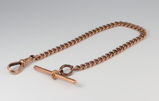 A 9ct yellow gold Albert with T bar and clasp 21cm 14.2 grams 