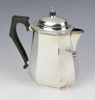 An Art Deco silver coffee pot with ebony mounts Birmingham 1930, 444 grams gross 