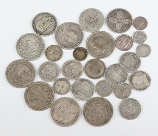 An 1849 groat and minor coins and crowns etc, approx. 192 grams 