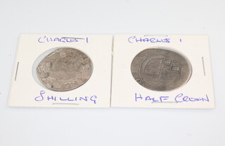 A Charles I half crown and a Charles I shilling 