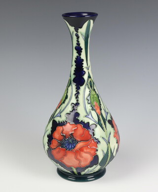 A modern Moorcroft oviform vase with waisted body, decorated with poppies by Rachael Bishop, impressed marks 30cm 