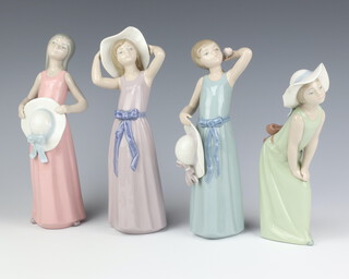 A Lladro figure of a young lady 26cm, 3 others (1 a/f)