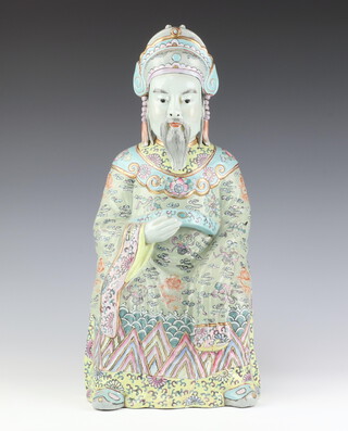 A 19th Century Chinese figure of a seated gentleman 46cm 