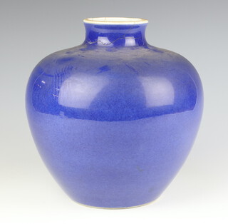 A 19th Century Chinese blue glazed baluster vase with character mark to base 22cm 