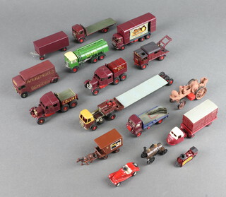 Two wooden scratch built models of fairground organs, 2 model steam lorries and 32 various other models