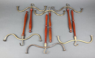 Six Edwardian turned beech and gilt metal coat hangers 38cm x 33cm 