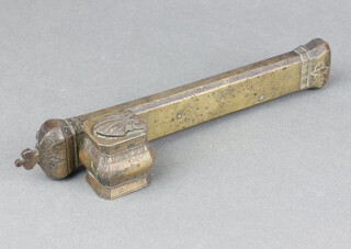 Am 18th/19th Century bronze gilt metal scribe set incorporating an inkwell 22cm x 2cm 